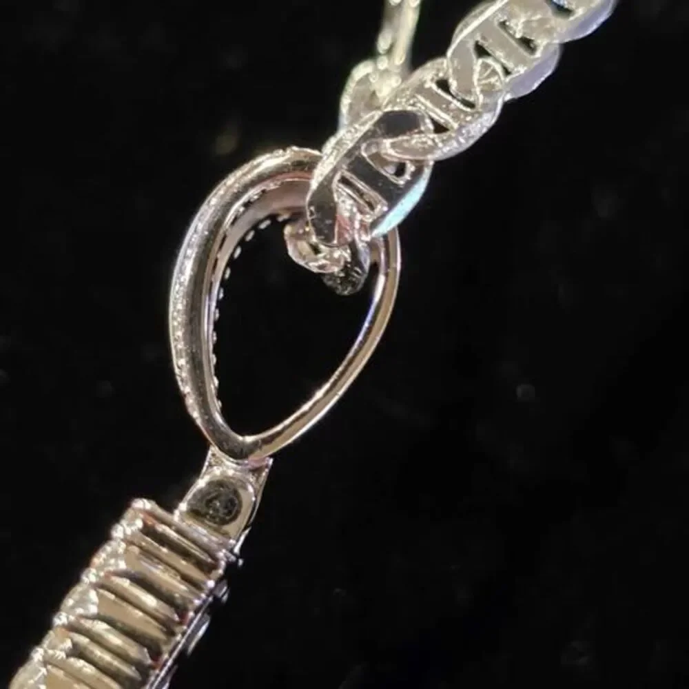925 Sterling Silver Moissanite Cross Pendant Necklace